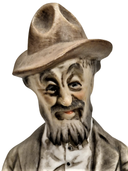 1950 İTALYAN KAPİTEMONTE PORSELEN  EL BOYAMA ELİNDEKİ DEFTERE TÜY DİVİT İLE ŞİİR  YAZAN ŞAİR ADAM 