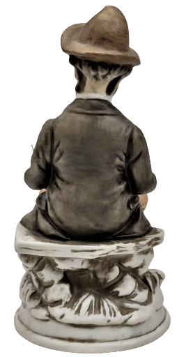 1950 İTALYAN KAPİTEMONTE PORSELEN  EL BOYAMA ELİNDEKİ DEFTERE TÜY DİVİT İLE ŞİİR  YAZAN ŞAİR ADAM 