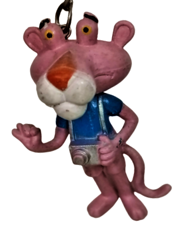 1970 PEMBE PANTER KAUCUK  BOYNUNDA MAKİNESİYLE FOTOGRAF CEKEN TEMALI  ANAHTARLIK