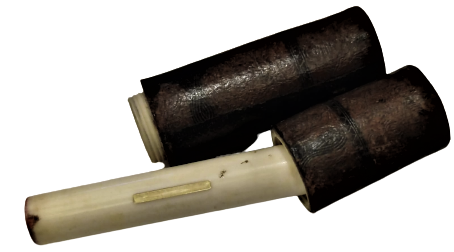 HANEDAN MÜHÜRÜ FİLDİŞİ KUTUSUNDA FİLDİŞİ MÜHÜR KUTUNUN DISI İŞLENMİŞ KAHVERENGİ  DERİ KAPLAMA MUHUR 