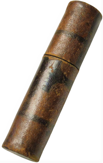 HANEDAN MÜHÜRÜ FİLDİŞİ KUTUSUNDA FİLDİŞİ MÜHÜR KUTUNUN DISI İŞLENMİŞ KAHVERENGİ  DERİ KAPLAMA MUHUR 