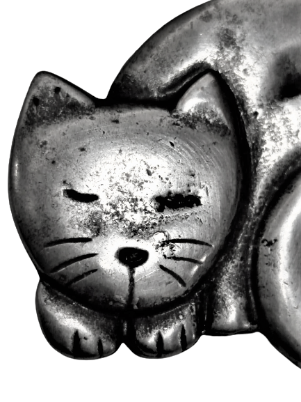 ÖZEL TASARIM GÜMÜŞ UYUYAN KEDİ ANAHTARLIK 36.70 GRAM