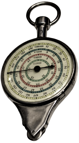 OPİZOMETRE KROM MEKANİK HARİTA ÜZERİNDE YÜRÜTÜLEREK MESAFE  ÖLCER CİFT TARAFLI İBRELİ ŞEFFAF KADRAN