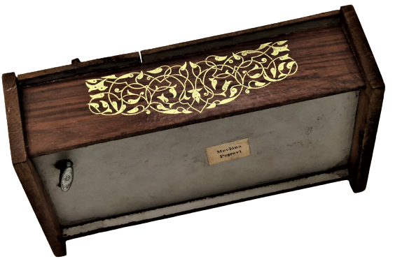 1960 KONYA MEVLANA DÖNEN SEMAZEN MEVLANA PEŞREVİ CALAN LATERNALI  AHŞAP KAPAKLI SIGARALIK 