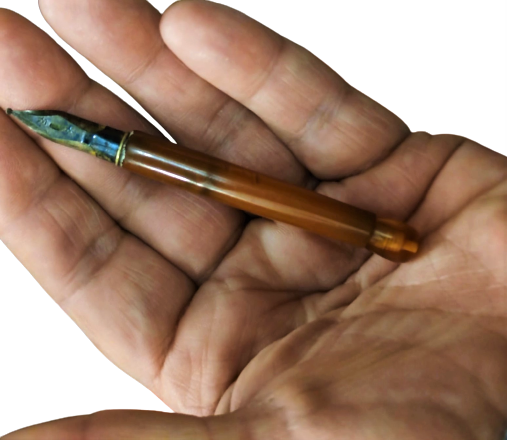 OSMANLI CEPDE TAŞINAN BAL RENKLİ KEHRİBAR HOKKA YAZI DİVİT EL YAPIMI 