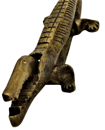 1950 SARI PİRİNC TİMSAH ŞEKLINDE COK ŞIK TASARLANMIŞ EL TESVİYESİYLE ŞEKİLLENDİRİLMİŞ GEVİZ FINDIK KIRACAGI