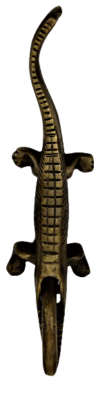 1950 SARI PİRİNC TİMSAH ŞEKLINDE COK ŞIK TASARLANMIŞ EL TESVİYESİYLE ŞEKİLLENDİRİLMİŞ GEVİZ FINDIK KIRACAGI