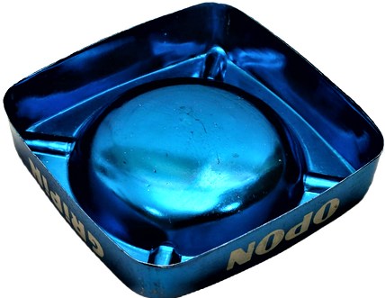 1960 OPON GRIPİN REKLAMLI PARLAK CAM  MAVİ RENKDE ALİMÜNYUM KÜLLÜK