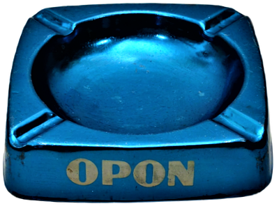 1960 OPON GRIPİN REKLAMLI PARLAK CAM  MAVİ RENKDE ALİMÜNYUM KÜLLÜK