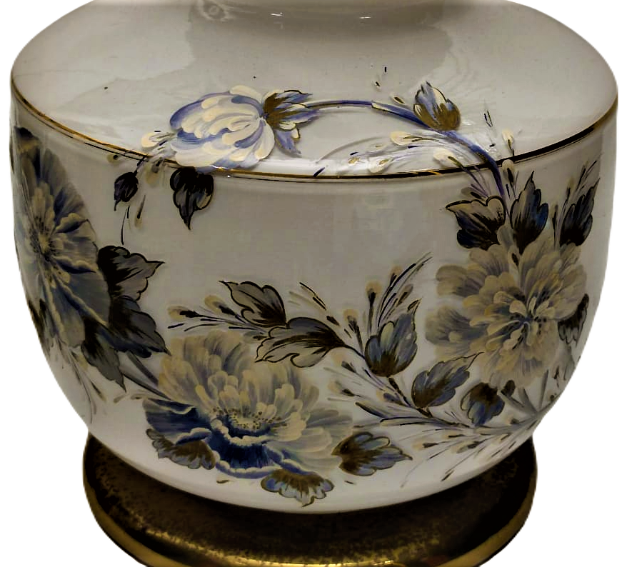 BEZAZ OPALİN ÜZERİ EL BOYOMA VE PİRİNC MALZEMELERLE BİRLEŞTİRİLMİŞ FRANSIZ  LAMBADER