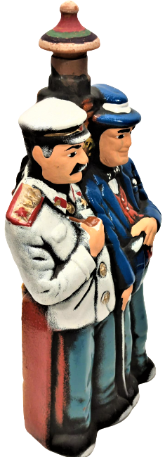 LAUREL HARDY TEMALI PİŞMİŞ KİLDEN ÜZERİ EL BOYAMA MANTAR TIPALI ŞİŞE  