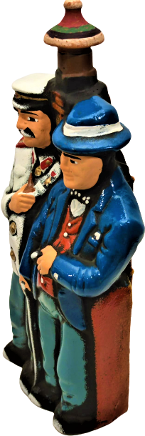 LAUREL HARDY TEMALI PİŞMİŞ KİLDEN ÜZERİ EL BOYAMA MANTAR TIPALI ŞİŞE  