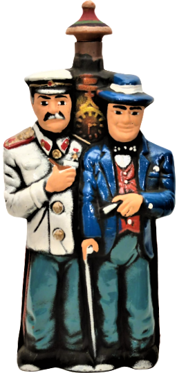 LAUREL HARDY TEMALI PİŞMİŞ KİLDEN ÜZERİ EL BOYAMA MANTAR TIPALI ŞİŞE  