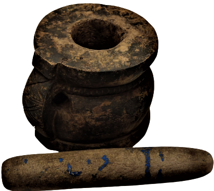 OSMANLI DÖNEMİ ŞİMŞİR AĞACINDAN YAPILMIŞ KENARLAR TUTMA YERİ İŞLEMELİ TAŞ ELİYLE BİRLİKTE AHŞAP DİBEK