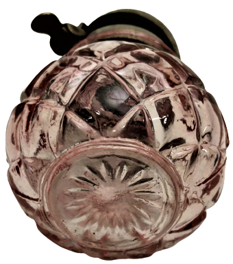 OSMANLI ZENNE BOY PİRİNC KAPAKLI UCUK PEMBE RENKDE CAM HOKKA ÜZERİ KABARMA KARMA DESENLİ