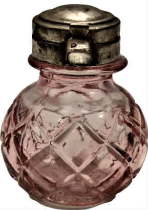 OSMANLI ZENNE BOY PİRİNC KAPAKLI UCUK PEMBE RENKDE CAM HOKKA ÜZERİ KABARMA KARMA DESENLİ