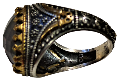 1980 ÖZEL TASARIM USTA EL İŞİ GÜMÜŞ NAR KIRMIZI KÖŞELİ KESME DOGAL TAŞ ALTIN KAPLAMA PARCALAR MIHLAMALI YÜZÜK