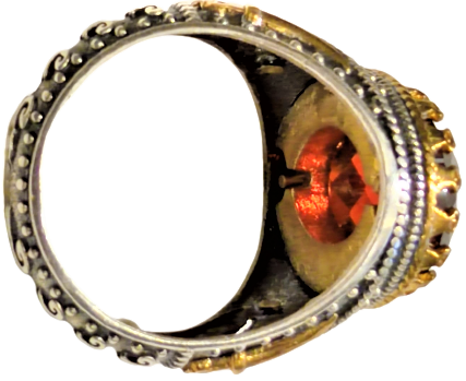 1980 ÖZEL TASARIM USTA EL İŞİ GÜMÜŞ NAR KIRMIZI KÖŞELİ KESME DOGAL TAŞ ALTIN KAPLAMA PARCALAR MIHLAMALI YÜZÜK