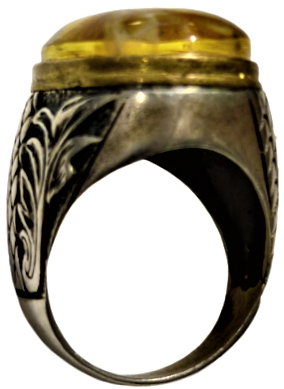 1960 GÜMÜŞ VE BALTIK HARELİ KEHRİBAR PİRİNC CERVEYE OTURTMA USTA İŞCİLİKLİ ÖZEL TASARIM GÜMÜŞ EL YAPIM YÜZÜK