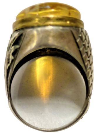 1960 GÜMÜŞ VE BALTIK HARELİ KEHRİBAR PİRİNC CERVEYE OTURTMA USTA İŞCİLİKLİ ÖZEL TASARIM GÜMÜŞ EL YAPIM YÜZÜK