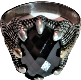 1970 ÖZEL KALE BURCLAR TASARIM YÜZÜK USTA EL İŞİ GÜMÜŞ GECE SİYAHI KÖŞELİ KESME DOGAL TAŞ İKİ BURC ALTIN KAPLAMA TAŞ MIHLAMALI 