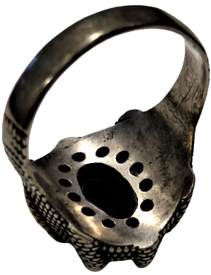 1970 ÖZEL KALE BURCLAR TASARIM YÜZÜK USTA EL İŞİ GÜMÜŞ GECE SİYAHI KÖŞELİ KESME DOGAL TAŞ İKİ BURC ALTIN KAPLAMA TAŞ MIHLAMALI 