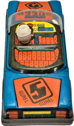 YERLİ TENEKE OYUNCAK ARABA GUREL BUGGY 5 FORD YARIŞ ARABASI SÜRÜCÜLÜ ÖN CAMLI