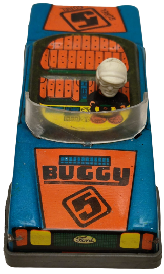 YERLİ TENEKE OYUNCAK ARABA GUREL BUGGY 5 FORD YARIŞ ARABASI SÜRÜCÜLÜ ÖN CAMLI