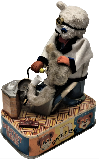 thumb1950'S DENTIST BEAR BATTERY OPERATED TIN TOY  S&E JAPAN WORKS GREAT DİŞCİ DOKTOR AYI PİLLİ TENEKE OYUNCAK