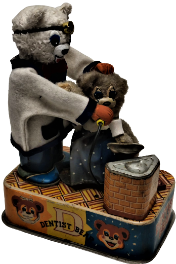 thumb1950'S DENTIST BEAR BATTERY OPERATED TIN TOY  S&E JAPAN WORKS GREAT DİŞCİ DOKTOR AYI PİLLİ TENEKE OYUNCAK