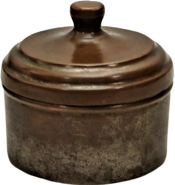 1950 BAKIR BERBER PAMUKLUGU TEZGAH ÜZERİNDE BERBERLERİN KULLANDIGI KAPAKLI BAKIR PAMUKLUK