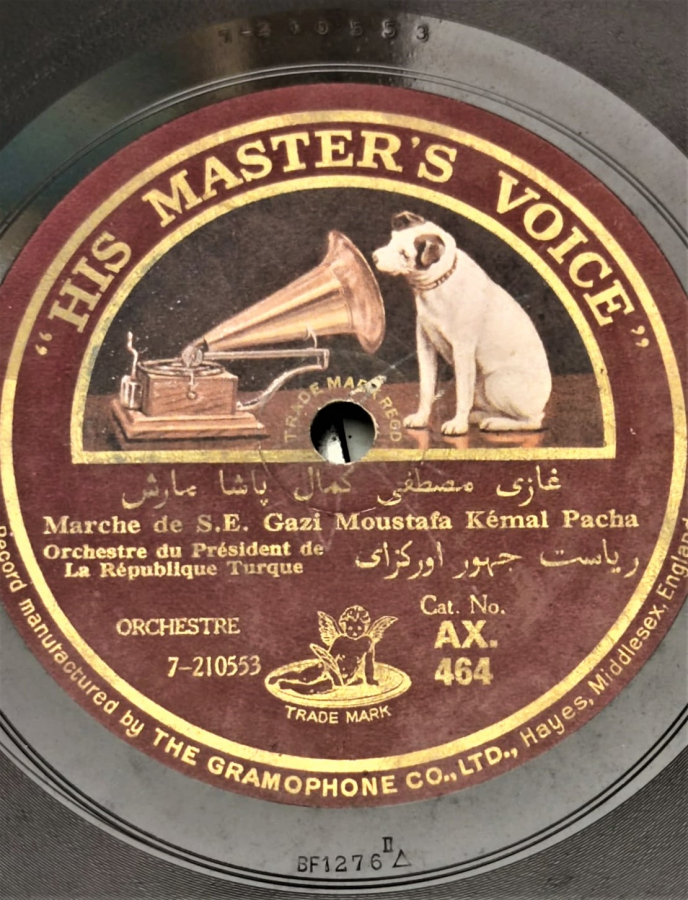 OSMANLI TAŞ PLAK İSTİKLAL MARŞI  GAZİ MUSTAFA KEMAL PAŞA 78 DEVİR TAŞ PLAK  MARCHE DE  GAZİ MOUSTAFA KEMAL PACHA ORCHESTRE DU PRESİDENT DE  LA REPUBLIGUE TURGUE