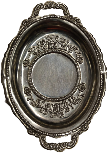 1970 PASLANMAZ KROM CELİK CAY TABAGI TEPSİ FORMUNDA ÜZESİ KABARTMA İŞCİLİKLİ 6 ADET TAKIM