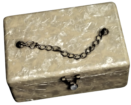 1950 EL YAPIM SEDEF KAPLAMA KAPAKLI KİLİTLİ MUCEVHER KUTUSU İCİ KISMI AYNA İCERSİ İPEK KAPITONE KAPLI