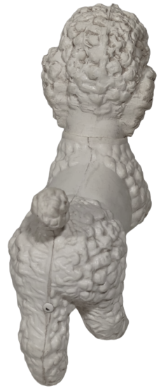 1950 YERLİ ŞİŞME KALIP BEYAZ PILASTİK OYUNCAK FİNO KÖPEK GÖZLER CAM KAFASI DÖNER VE  HAREKETLİ OYNAR CIKAR DÜDÜKLU