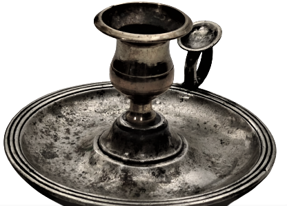 1950 CHRİSTOFLE EV İÇİ PARMAK GECMELİ PİRİNC ŞİNANAY ÜZERİ GÜMÜŞ KAPLAMA ŞAMDAN MUMLUK