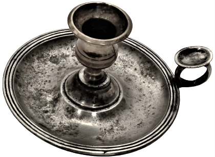 1950 CHRİSTOFLE EV İÇİ PARMAK GECMELİ PİRİNC ŞİNANAY ÜZERİ GÜMÜŞ KAPLAMA ŞAMDAN MUMLUK