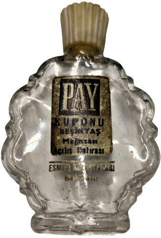 1960 PAY KUPONU BEŞİKTAŞ MAGAZASI ACILIŞ HATIRASI ESMEN KOLONYALARI BALIKESİR PARFUM ŞİŞESİ