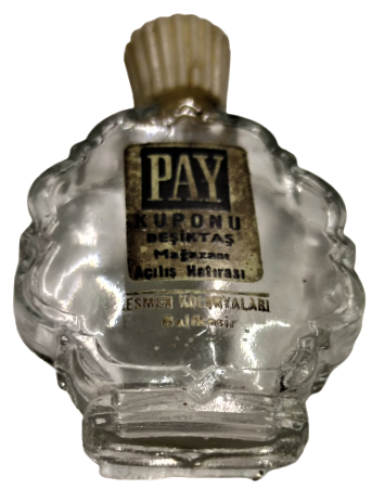 1960 PAY KUPONU BEŞİKTAŞ MAGAZASI ACILIŞ HATIRASI ESMEN KOLONYALARI BALIKESİR PARFUM ŞİŞESİ