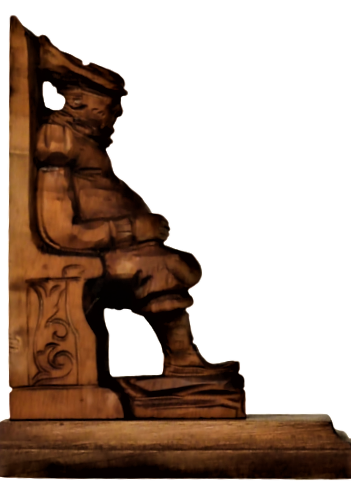 1940 AHŞAP MASİF TAMAMI EL OYMA İŞCİLİK HASSAS DETAYLI CALIŞMA TAHTINDA OTURAN BİLGE EURO LEGPANAZ FİGÜR