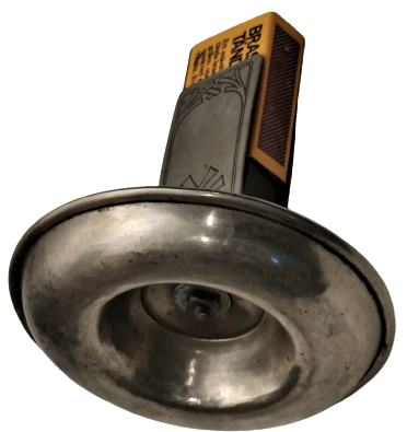 1950 KİBRİTLİK SEHBA UZERİ YUVARLAK KAİDELİ ÜZERİ KALEM İŞ ALPAKA LERDDORE DAMGALI 