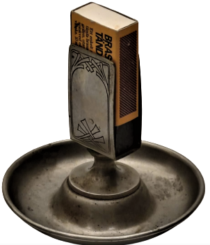 1950 KİBRİTLİK SEHBA UZERİ YUVARLAK KAİDELİ ÜZERİ KALEM İŞ ALPAKA LERDDORE DAMGALI 