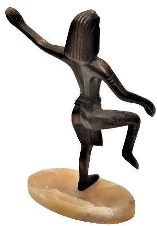 1950 MISIR KIRALİCESİ VE FİRAVUNU NEFERTİTİ BRONZ MERMER KAİDELİ FIRAUN HEYKELİ SANATCI İŞİ