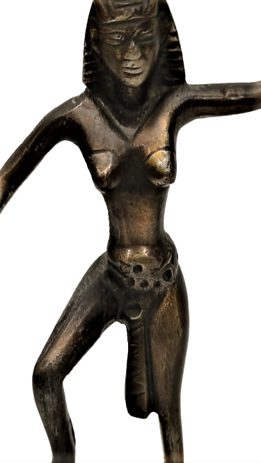 1950 MISIR KIRALİCESİ VE FİRAVUNU NEFERTİTİ BRONZ MERMER KAİDELİ FIRAUN HEYKELİ SANATCI İŞİ