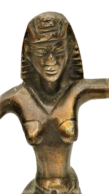 1950 MISIR KIRALİCESİ VE FİRAVUNU NEFERTİTİ BRONZ MERMER KAİDELİ FIRAUN HEYKELİ SANATCI İŞİ