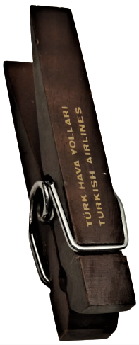 1970  THY TURK HAVA YOLLARI TURKİSH AIRLINES REKLAMLI AHŞAP BUYUK BOY MANDAL KAGIT KISKACI TUTACAK