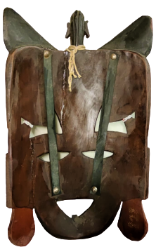 1970 AFRİKA AHŞAP KÖK BOYAMA MAKS  4 FARKLI YÜZLU EL OYMA BONCUK SULU KOTULUK VE KORKULARI KOVUCU