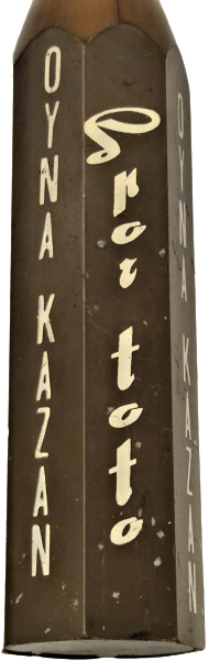 1960 SPOR TOTO OYNA KAZAN REKLAMLI KAHVEGERGİ SERT PLASTİKDEN TÜKENMEZ KALEM