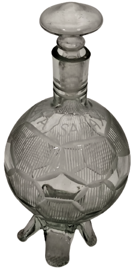 1960 GALATASARAY  YAZILI UFLEME EL İŞCİLİKLİ KESME KIRISTAL  AYAKLI  KAPAKLI SURAHİ