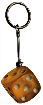 KATALİN ZAR ANAHTARLIK BAL RENGİNDE  AGIRLIK  18 GR  KENAR ÖLCÜLERİ 2,5 CM 